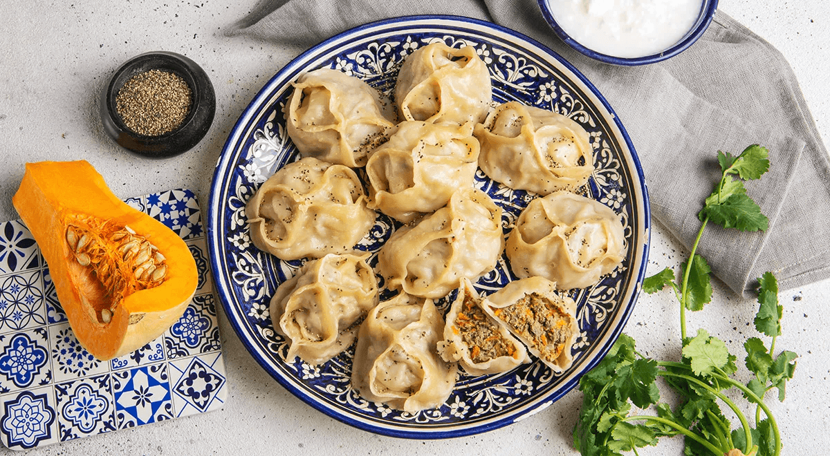 Манты с тыквой и говядиной